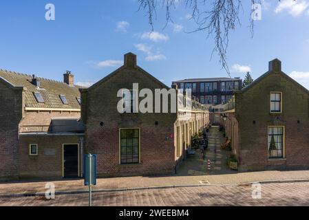 Sieben Gassen, eines der wenigen verbleibenden Beispiele von Arbeitervierteln in der Stadt Utrecht, Niederlande, Europa. Stockfoto