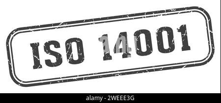 Stempel iso 14001. Rechteckiger iso 14001-Stempel isoliert auf weißem Hintergrund Stock Vektor