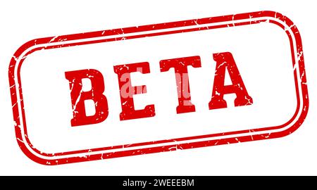 Beta-Stempel. Rechteckiger Beta-Stempel isoliert auf weißem Hintergrund Stock Vektor