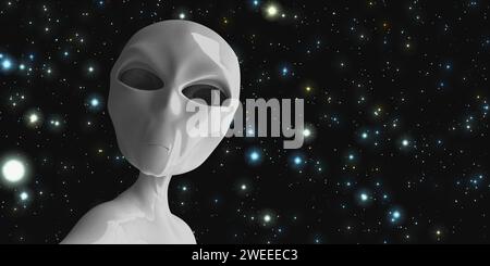 Alien isoliert auf Sternen Hintergrund. Stockfoto
