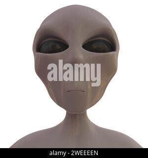 Alien isoliert auf weißem Hintergrund. Stockfoto
