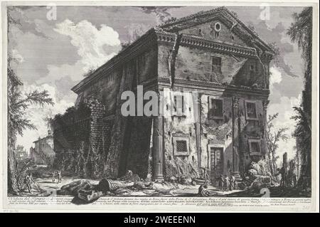 Kirche Sant’Urbano Te Rome, Giovanni Battista Piranesi, 1748 - 1778 Print Ansicht der Chiesa di Sant’urbano in Rom (ursprünglich ein Tempel aus römischer Zeit, erbaut unter Kaiser Marcus Aurelius). Auf dem Druck namens Tempel des Bacchus). Titel und erläuternde Lieder bei STUDMARGE. Rom Papier graviert Landschaft mit Ruinen. Ruine eines Gebäudes  Architektur. Kirche (außen). Römisch-katholische Kirche Sant’Urbano alla Caffarella. Tempel Van Ceres en Faustina. Rom Stockfoto