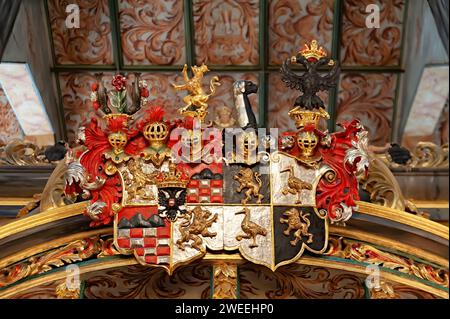 Wappen in der Friedenskirche in Swidnica, Polen Stockfoto