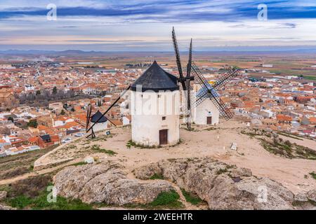 Windmühlen von Consuegra (Spanien) Stockfoto