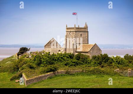 Großbritannien, England, Somerset, Weston-super-Mare, bergauf, St. Nikolaus' überflüssige Kirche auf einem Hügel Stockfoto