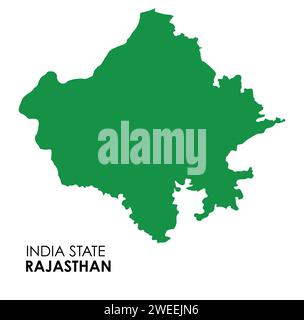 Rajasthan Karte des indischen Bundesstaates. Rajasthan-Kartenvektor-Illustration. Rajasthan-Karte auf weißem Hintergrund. Stock Vektor