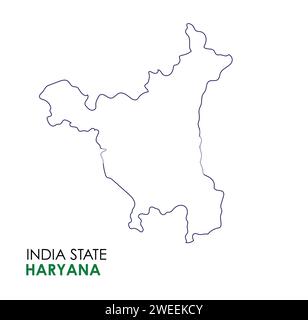 Haryana Karte des indischen Bundesstaates. Haryana Karte Vektor Illustration. Haryana Karte auf weißem Hintergrund. Stock Vektor