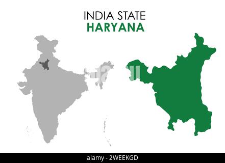 Haryana Karte des indischen Bundesstaates. Haryana Karte Vektor Illustration. Haryana Karte auf weißem Hintergrund. Stock Vektor