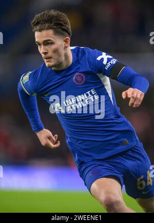 23. Januar 2024: Chelsea gegen Middlesbrough – Halbfinale des EFL Cup – Stamford Bridge. Chelsea's Leo Castledine in Aktion. Bild : Mark Pain / Alamy Live News Stockfoto
