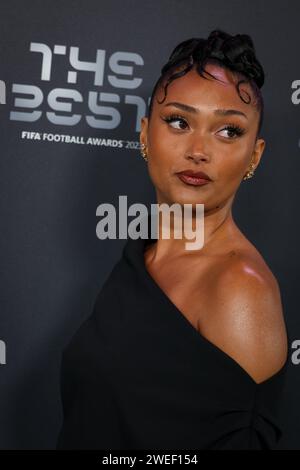 Der britische Sänger und Songwriter Joy Crookes bei den FIFA Best Awards am 15. Januar 2024 in London. Stockfoto