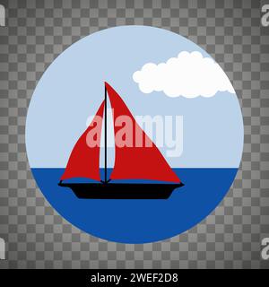 Segelboot segelt im Kreis ohne Hintergrund Vektor Illustration in minimalistischem Stil Stock Vektor