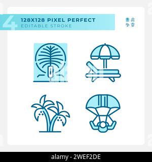 Luxus Resort Urlaub hellblaue Ikonen Stock Vektor