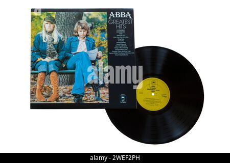 Abba Greatest Hits Vinyl-Album-Cover isoliert auf weißem Hintergrund - 1975 1976 Stockfoto