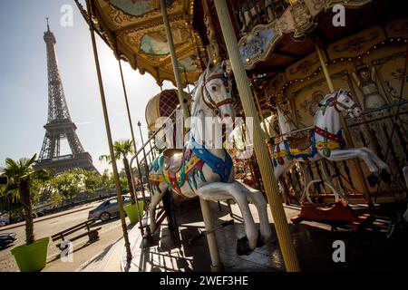 Frankreich, Paris am 2016-10-03. Alltag und Tourismus in Paris auf dem Trocadero in der Nähe des Eiffelturms. Foto von Martin Bertrand. Frankreich, Paris le 2 Stockfoto