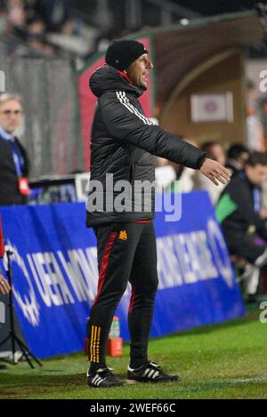 Roma, Italien. Januar 2024. Foto Fabrizio Corradetti/LaPresse 24 Gennaio 2024 - Roma, Italia - Sport, calcio - Roma vs Bayern Monaco - UEFA Women Champions League 2023-2024 - Stadio Tre Fontane. Nella Foto: Tommaso Montesano 24. Januar, Rom, Italien - Sport, Fußball - Roma vs Bayern Monaco - UEFA Women's Champions League 2023-2024 - Tre Fontane Stadium. Im Bild: Tommaso Montesano Credit: LaPresse/Alamy Live News Stockfoto