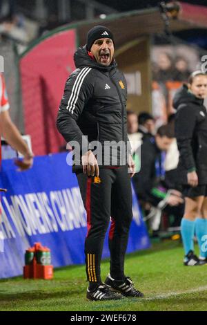 Roma, Italien. Januar 2024. Foto Fabrizio Corradetti/LaPresse 24 Gennaio 2024 - Roma, Italia - Sport, calcio - Roma vs Bayern Monaco - UEFA Women Champions League 2023-2024 - Stadio Tre Fontane. Nella Foto: Tommaso Montesano 24. Januar, Rom, Italien - Sport, Fußball - Roma vs Bayern Monaco - UEFA Women's Champions League 2023-2024 - Tre Fontane Stadium. Im Bild: Tommaso Montesano Credit: LaPresse/Alamy Live News Stockfoto