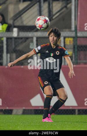 Roma, Italien. Januar 2024. Foto Fabrizio Corradetti/LaPresse 24 Gennaio 2024 - Roma, Italia - Sport, calcio - Roma vs Bayern Monaco - UEFA Women Champions League 2023-2024 - Stadio Tre Fontane. Nella Foto: Saki Kumagai (AS Roma Women); 24. Januar, Rom, Italien - Sport, Fußball - Roma vs Bayern Monaco - UEFA Women's Champions League 2023-2024 - Tre Fontane Stadium. Auf dem Bild: Saki Kumagai (AS Roma Women); Credit: LaPresse/Alamy Live News Stockfoto