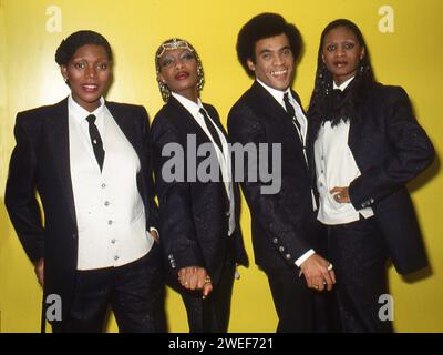 Die Disco-Band Boney My aus den 70er Jahren wurde vom deutschen Musikproduzenten Frank Farian gegründet. Stockfoto