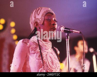 Die Disco-Band Boney My aus den 70er Jahren wurde vom deutschen Musikproduzenten Frank Farian gegründet. Stockfoto