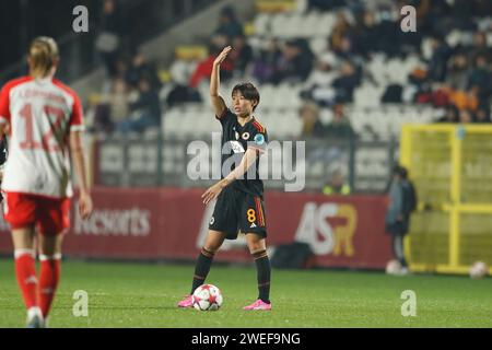 Saki Kumagai (Roma), 24. JANUAR 2024 - Fußball / Fußball : Gruppenphase der UEFA Women's Champions League am 5. Spieltag der Gruppe C zwischen AS Roma 2-2 FC Bayern München im Stadio Tre Fontane in Roma, Italien. (Foto: Mutsu Kawamori/AFLO) Stockfoto