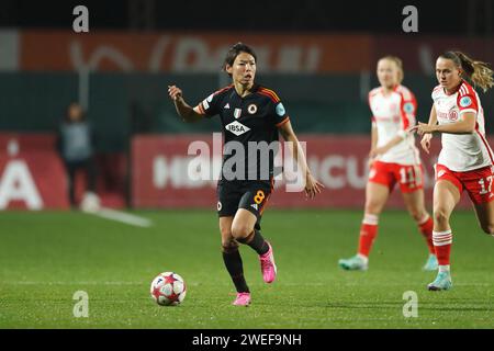 Saki Kumagai (Roma), 24. JANUAR 2024 - Fußball / Fußball : Gruppenphase der UEFA Women's Champions League am 5. Spieltag der Gruppe C zwischen AS Roma 2-2 FC Bayern München im Stadio Tre Fontane in Roma, Italien. (Foto: Mutsu Kawamori/AFLO) Stockfoto