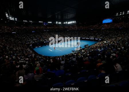 Melbourne Park, Melbourne, Victoria, Australien. Januar 2024. Australian Open Tennis Championship Day 12; Coco Gauff (USA) im Halbfinalspiel gegen Aryna Sabalenka am 12. Tag der Australian Open 2024 im Melbourne Park am 25. Januar 2024 in Melbourne, Australien. Beschreibung: Action Plus Sports/Alamy Live News Stockfoto