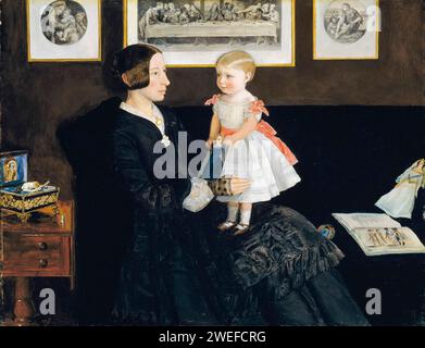 Sir John Everett Millais, Mrs. James Wyatt Jr. Und ihre Tochter Sarah, Porträtmalerei in Öl auf Holz, um 1850 Stockfoto