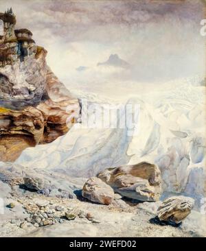 John Brett, Gletscher von Rosenlaui, Landschaftsmalerei in Öl auf Leinwand, 1856 Stockfoto