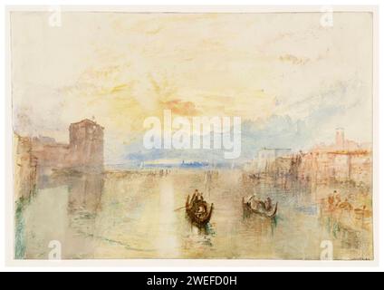 JMW Turner, Venedig, der Giudecca-Kanal, Blick auf Fusina bei Sonnenuntergang, Landschaftsmalerei in Aquarellen, 1840 Stockfoto