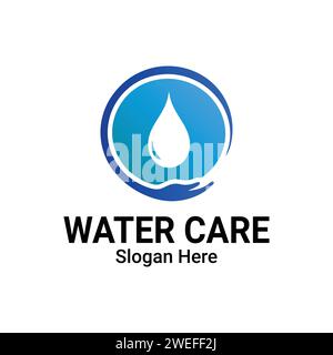 Design-Element Mit Water Care-Logo. Hand Tropfen Wasser Logo Symbol, Illustration, Vorlage, Vektor, Eps. Dermatologie Test klinisch bewährtes Symbol für Allergie fr Stock Vektor