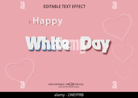 World White Day 3D Texteffekt bearbeitbarer 3D Style eps Vektor Stock Vektor