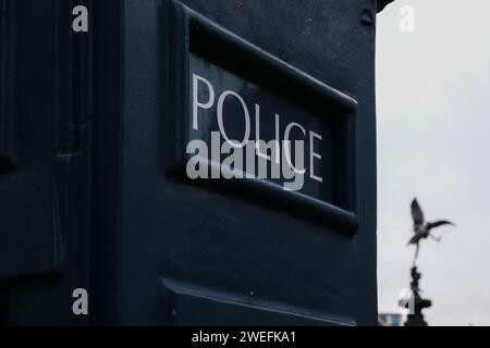 Alte Polizei-Box Stockfoto