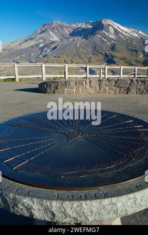 Mt St Helens mit Berg finder von Johnston Ridge, Spirit Lake Memorial Highway, Mt St Helens National Volcanic Monument, Washington Stockfoto