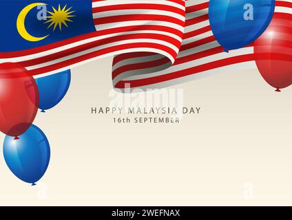 Malaysia-Abzeichen mit dekorativem Ballon, Grußkarte zum Malaysia Day Stock Vektor