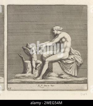 Venus in Liebe, Pietro Sante Bartoli, nach Rafaël, 1645–1700 Druck Venus erstreckt sich zu einer Schale, die Amor über seinem Kopf trägt. Drucken ist Teil eines Albums. Papierätzung / Gravur Venus und Cupid (Cupid ist nicht nur Attribut) Stockfoto