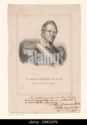 Porträt von Hendrik Merkus de Kock, Carel Christiaan Antonius Last, 1837 - 1840 Druckpapier historische Personen (+ (Vollporträt) Stockfoto