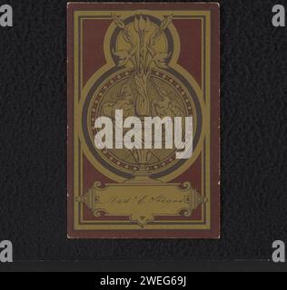 Menü im Namen von Maria Steyns-Aubel, Anonym, ca. 1880 - ca. 1920 Druck auf der Vorderseite zwei Vögel mit den Schnäbeln bis zu einer Vase mit Blumen. Das Menü auf der Rückseite. Papier-Buchdruck Blumen in einer Vase. Vögel Stockfoto