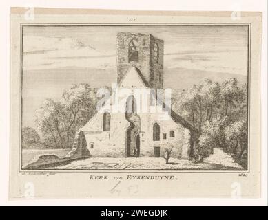 Blick auf die Ruinen der Eichen- und Dünenkirche, 1620, Abraham Rademaker, 1725 - 1803 drucken Blick auf die Ruinen der Eik und Duinen, einem ehemaligen Weiler, gelegen in den Dünen zwischen Loosduinen und den Haag, in der Lage, in der Situation um 1620. Ein paar Figuren sehen die Ruine. Papierätzung / Gravur Ruine der Kirche, des Klosters usw. Ruine der Kirche von Eiche und Dünen Stockfoto