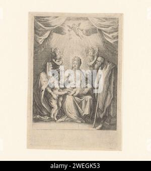 Heilige Familie mit Elisabeth und Johannes de Boper, Jacques Callot, 1621–1635 Druckpapier zur Ätzung der Heiligen Familie mit Johannes dem Täufer, Elisabeth anwesend Stockfoto