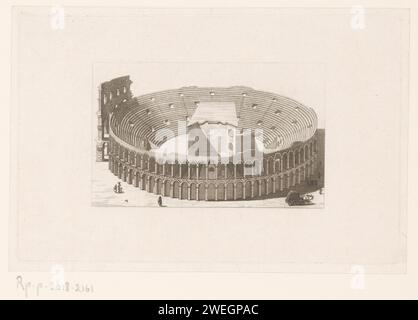 Blick auf das Kolosseum, in Rom, Anonym, 1750 - 1849 Druckpapier mit Radierung des Amphitheaters Kolosseum Stockfoto