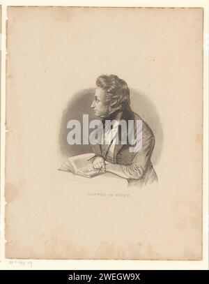 Portret van Alfred de Vigny, 1807 - 1899 Druckpapier Stahlstich historischer Personen Stockfoto
