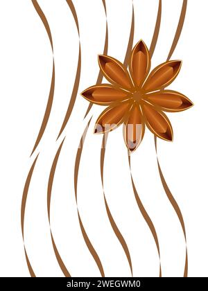 Nahtloses vertikales Muster mit Sternanis auf weißem Hintergrund. Stock Vektor