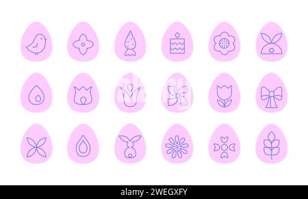 Abstrakte geometrische Symbole für ostern. Minimalistische Symbole für Frühlingsferien, Eier. Vektor ostern Illustrationen Set. Stock Vektor