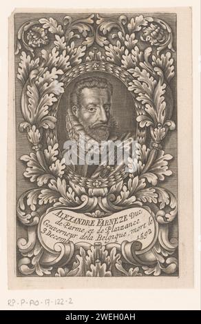 Portret van Alexander Farnese, anonym, 1692 gedrucktes Porträt von Alexander Farnese, Gouverneur der Niederlande und Herzog von Parma und Piacenza. Papiergravur/Ätzung Stockfoto