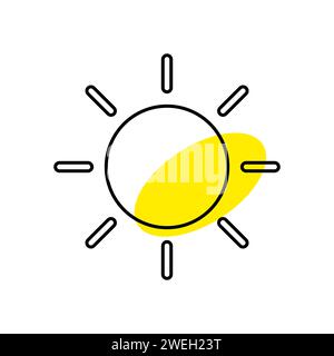 Sonnensymbol lineares Symbol. Einfaches lineares schwarzes Sonnensymbol isoliert. Vektorabbildung. Stock Vektor