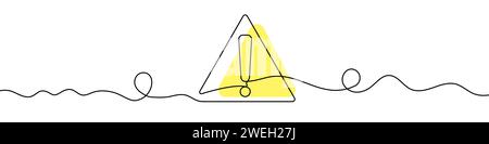 Fortlaufende bearbeitbare Zeichnung des Ausrufezeichens. Hintergrund einer Zeichnung mit einer Linie. Vektorabbildung. Gefahrenzeichen in einzeiliger Ausführung. Stock Vektor