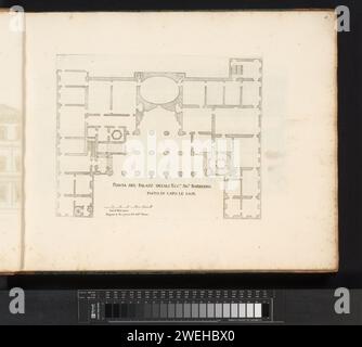 Plattegrond Van Palazzo Barberini, Giovanni Battista Fonda, nach Pietro Ferrerio, in ONT nach 1655 Print Print ist Teil eines Albums. Papierätzpalast. Plan  Architektur Palazzo Barberini Stockfoto