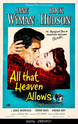 All That Heaven erlaubt (1955 Poster) Vintage-Filmplakat von Jane Wyman und Rock Hudson Stockfoto