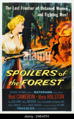 Altes Filmplakat - Spoilers of the Forest (Republik, 1957) mit Rod Cameron, Vera Ralston Stockfoto