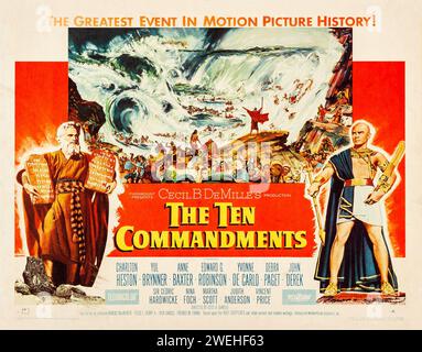 Altes Filmplakat - die zehn Gebote (Paramount, 1956). Charlton Heston und Yul Brynner Stockfoto